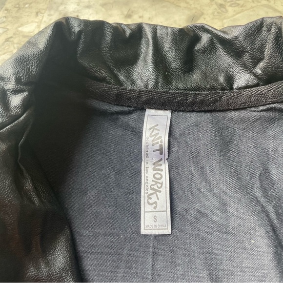 Knit Works Embroidered Faux Leather Moto Zip Girls Jacket Size S - Picture 5 of 6